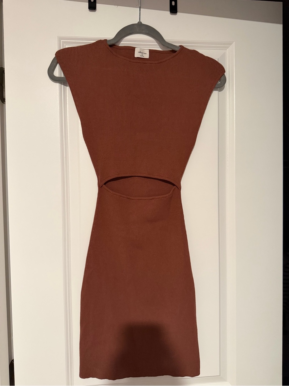 Wilfred Rust Ribbed Cutout Mini Dress
